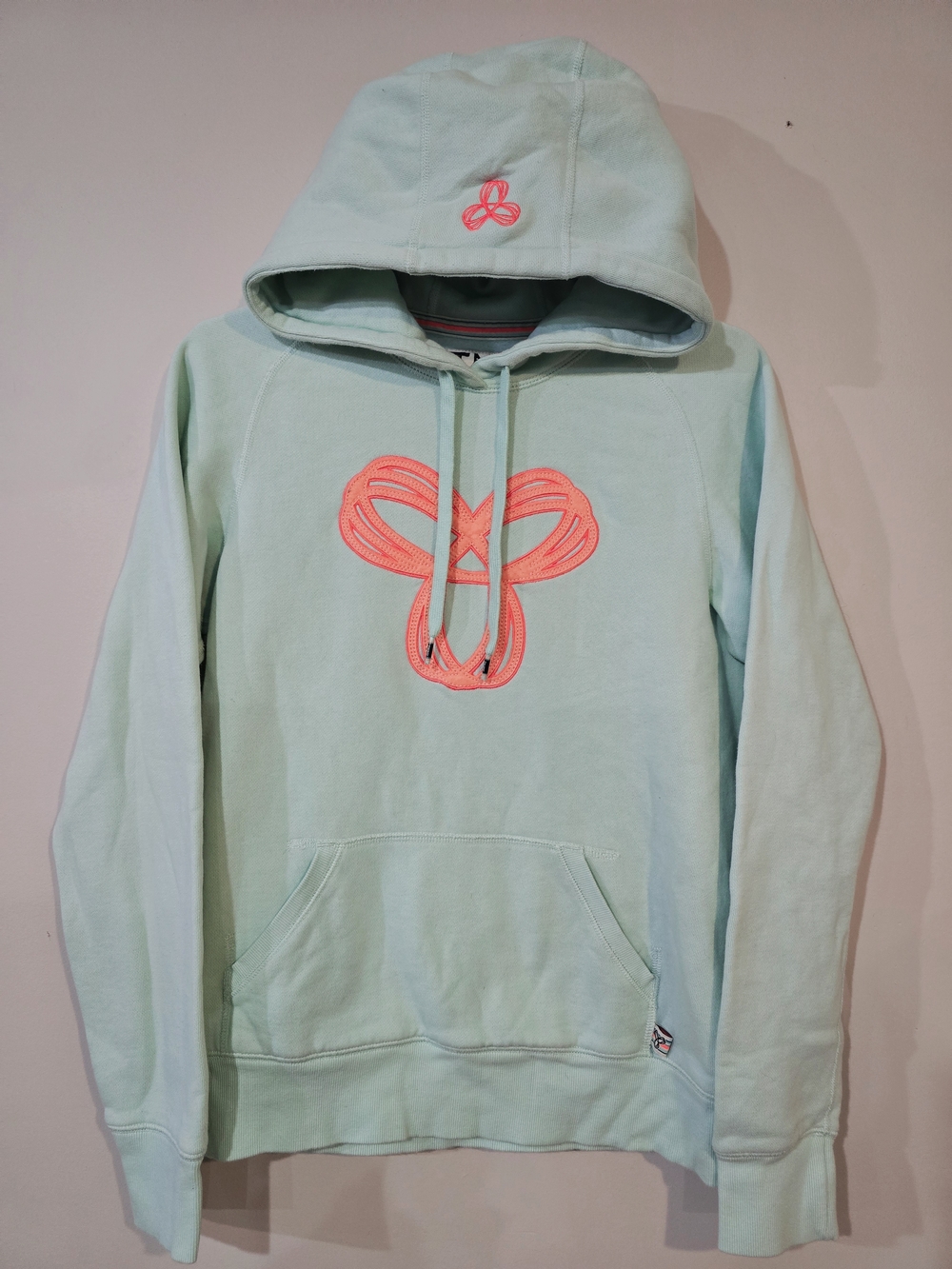 TNA SIZE MEDIUM Mint Green Hoodie with Coral Embroidered Logo